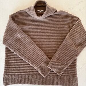 Madewell Wool Blend Turtleneck Sweater in Taupe Brown